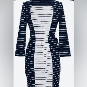 BEBE Elegant Black and White Striped Dress, Small, NWOT (CB3)